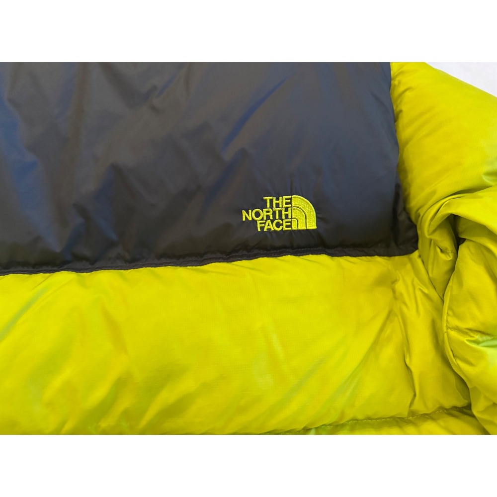 The North Face Nuptse 700 Down Puffer Jacket Men XL Neon yellow Black C759 retro - Picture 10 of 16